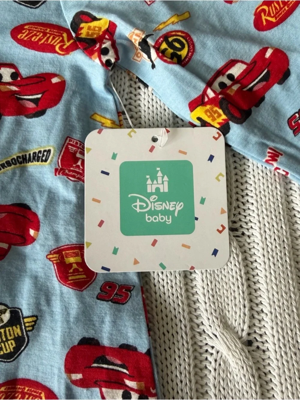 Disney Baby Lightning McQueen Footed Sleeper Bamboo Set NEW 3 6 Months Hat Gift